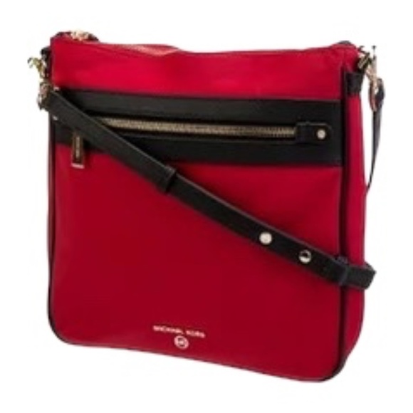 Michael Kors Nylon Leather-Trimmed Crossbody Bag, Red - Picture 2 of 13